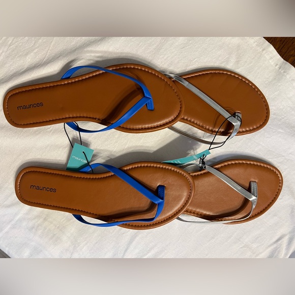 Maurices Shoes - Maurices Ruby Roe Blue and Silver Women's Sandals Thong Sandal
